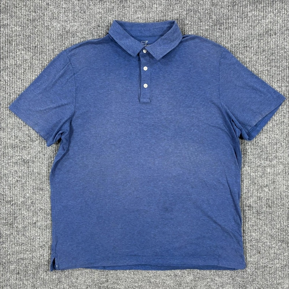 Vineyard Vines Polo Shirt Mens L Blue Pima Cotton Stretch Short Sleeve
